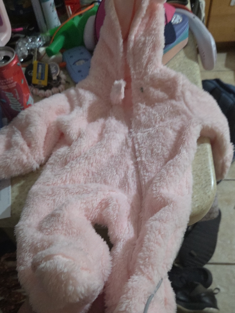 Carter's Plush Light Pink Hooded One-Piece